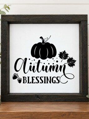 Autumn Blessings Handcrafted wood & canvas sign